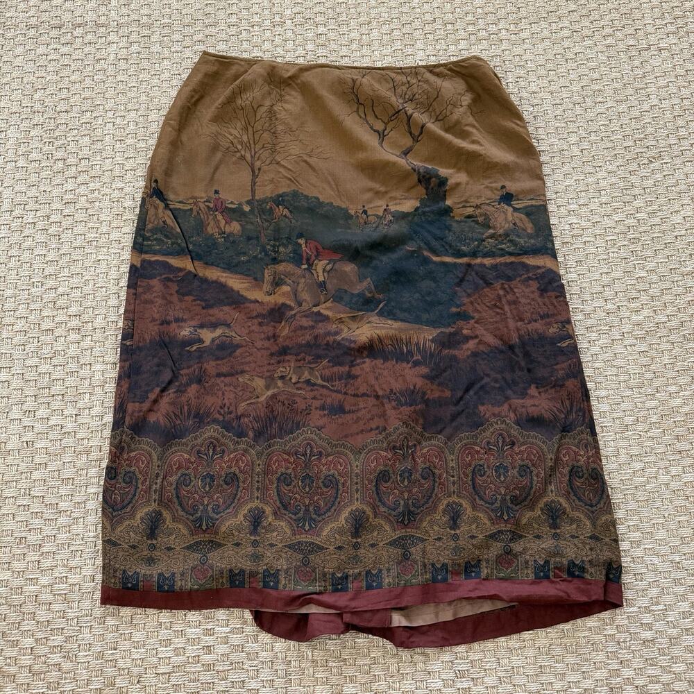 Vintage Lauren Ralph Lauren Wool Blend Midi Skirt Equestrian Fox Hunt Sz 22 - Picture 16 of 16